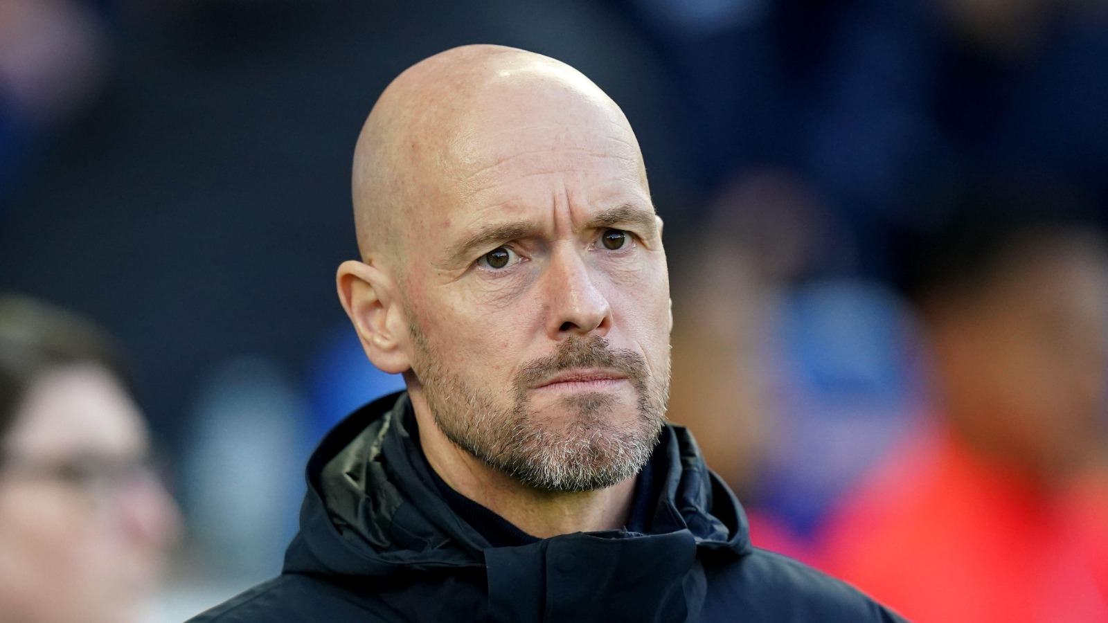 HLV Erik ten Hag sau khi Man Utd thua Brighton 0-1 trên sân Amex ở trận bù vòng 28 Ngoại hạng Anh tối 4/5/2023. Ảnh: Teamtalk