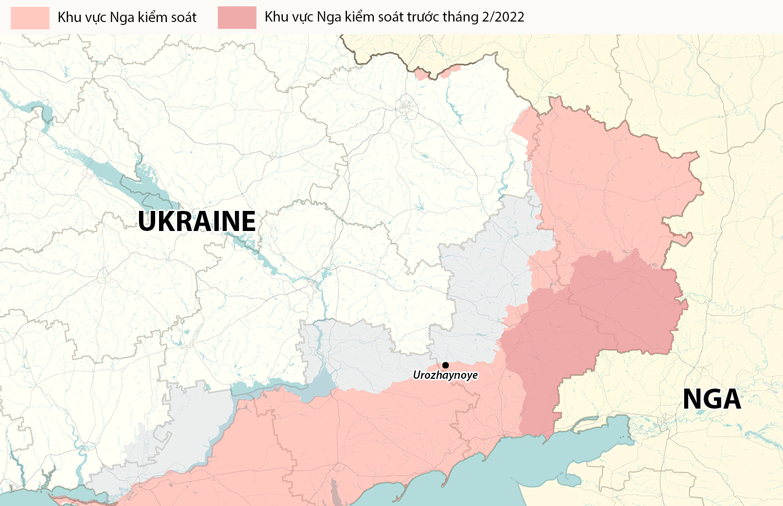 Vị trí làng Urozhaynoye, tỉnh Donetsk. Đồ họa: WP