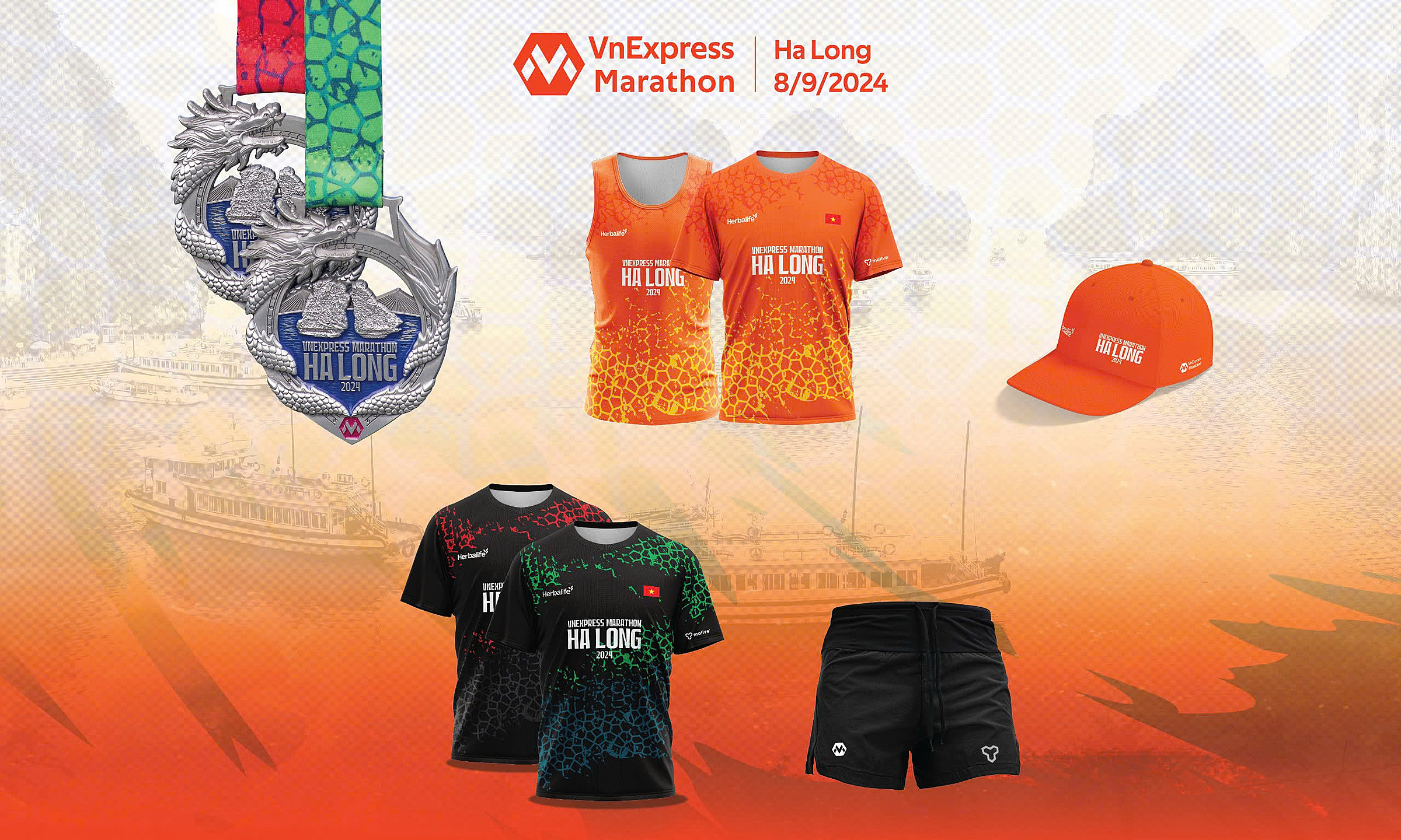 Bộ vật phẩm dành cho runner VnExpress Marathon Hạ Long 2024.