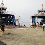 Bến phà tạm Rạch Miễu.  Ảnh: Hoàng Nam