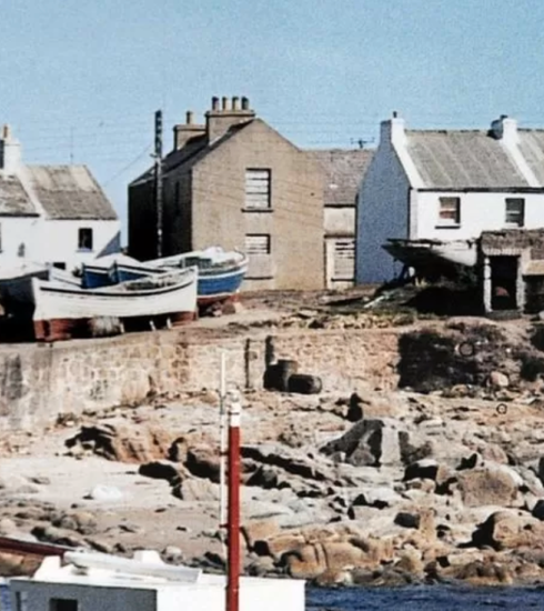 Nhà của ông Neville (bìa phải) được tu sửa, quét vôi trắng trước khi ông rời đi. Ảnh: BBC