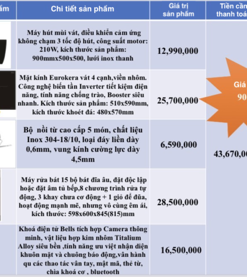 Egroup cung cấp bốn combo gia dụng để hoán đổi nợ, giá trị lớn nhất là hơn 90 triệu đồng. Ảnh: Egroup