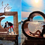 Vợ chồng Hồ Hạnh Nhi ngắm hoàng hôn.