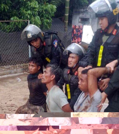 Ba người trong nhóm tấn công trụ sở công an bị bắt, ngày 11/6. Ảnh: Công an nhân dân