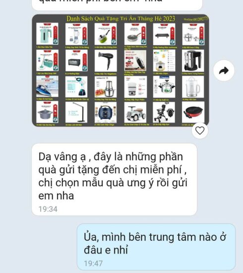 Đối tượng mạo danh siêu thị nhắn tin tặng quà tri ân khách hàng. Ảnh: Hồng Châu