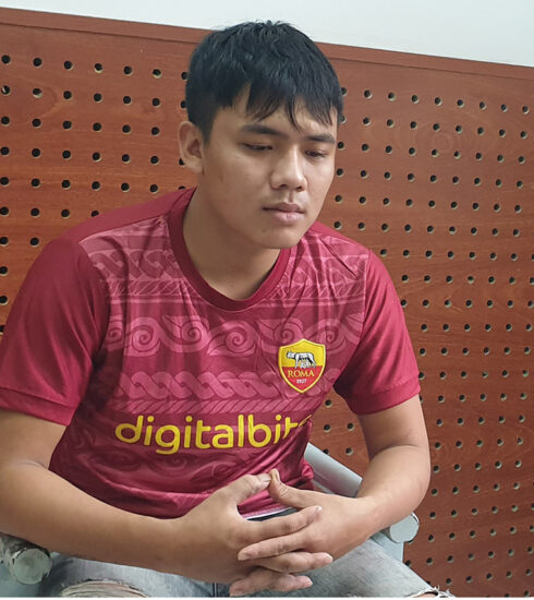 Trương Thanh Thiên tại cơ quan điều tra. Ảnh: Châu Thành