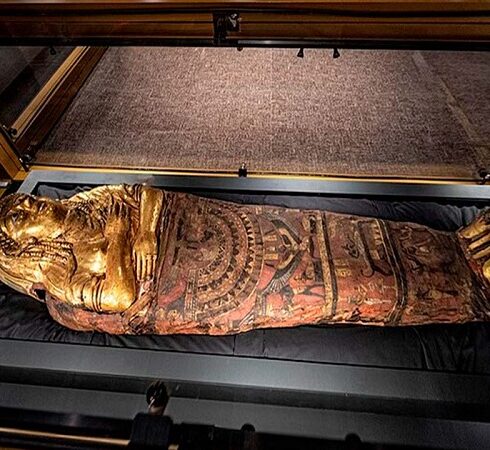 Xác ướp mạ vàng có tên gọi Quý bà  Isaious. Ảnh: Pinterest