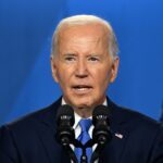 Tổng thống Biden họp báo sau hội nghị thượng đỉnh NATO ở thủ đô Washington hôm 11/7. Ảnh: AFP