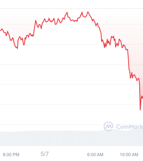 Giá Bitcoin trong 24h qua đã giảm gần 8%. Ảnh: CoinMarketCap