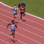 Odey-Jordan dẫn đầu, bỏ xa các đối thủ một đoạn, nhưng giảm tốc rồi về thứ tư. Ảnh chụp màn hình