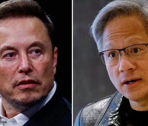 CEO Tesla Elon Musk (trái) và CEO Nvidia Jensen Huang. Ảnh: Reuters