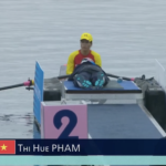 Phạm Thị Huệ trước khi thi đấu vòng loại thuyền đơn nữ rowing Olympic Paris 2024 chiều 27/7.