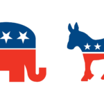 Biểu tượng voi của đảng Cộng hòa và lừa của đảng Dân chủ. Ảnh: Britannica