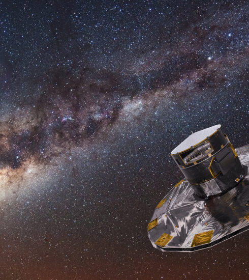 Mô phỏng tàu vũ trụ Gaia của Cơ quan Vũ trụ châu Âu (ESA) đang lập bản đồ dải Ngân Hà. Ảnh: ESA/ATG medialab/ESO/S. Brunier