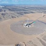 Nhà máy nhiệt mặt trời ở Cam Túc nhìn từ trên cao. Ảnh: Tập đoàn Tam Hiệp Trung Quốc