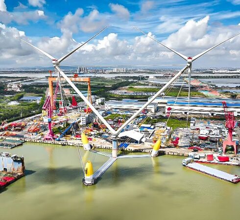 Mẫu turbine gió nổi hai đầu mới của công ty Minh Dương có công suất 16,6 MW. Ảnh: Minh Dương