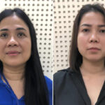 Giám đốc Xuyên Việt Oil Mai Thị Hồng Hạnh (trái) và cấp phó Nguyễn Thị Như Phương. Ảnh: Bộ Công an