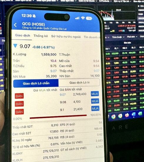 Cổ phiếu QCG dư bán giá sàn hơn 2,7 triệu cổ phiếu tới cuối phiên sáng 19/7. Ảnh: Minh Sơn