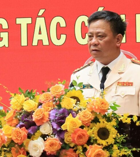 Đại tá Trần Xuân Ánh tại lễ công bố giữ chức Giám đốc Công an tỉnh Thái Bình, ngày 16/8. Ảnh TB