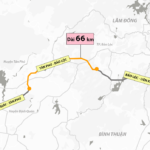 Hướng tuyến cao tốc Dầu Giây - Tân Phú kết nối với hai đoạn khác là Tân Phú - Bảo Lộc và Bảo Lộc - Liên Khương. Đồ hoạ:Trần Nam