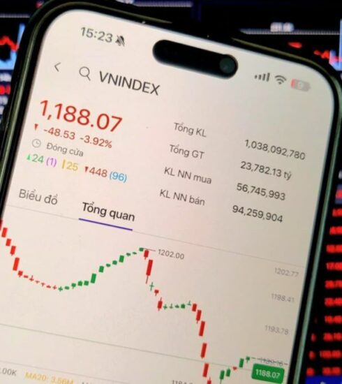 Chứng khoán giảm hơn 48 điểm, về dưới 1.200 điểm trong phiên ngày 5/8. Ảnh: Minh Sơn