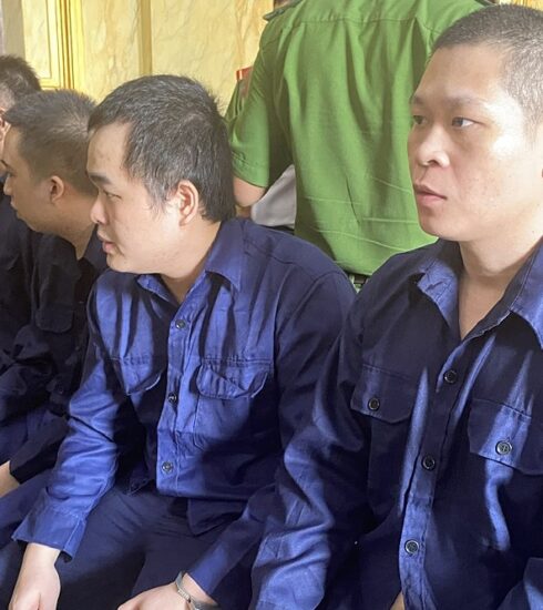 Các bị cáo tại tòa hôm nay. Ảnh: Hải Duyên