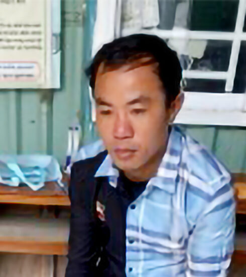 Hoàng tại cơ quan điều tra. Ảnh: Tiến Tầm