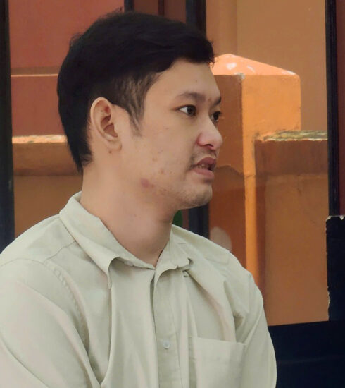 Lê Huỳnh Hải tại tòa sáng nay. Ảnh: Hoàng Nam