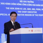 Ông Lý Gia Siêu, Trưởng Đặc khu Hành chính Hong Kong phát biểu trong chuyến thăm Việt Nam. Ảnh: HKTDC