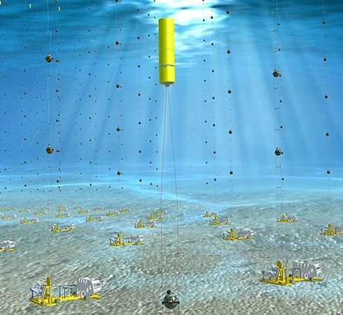 Mô phỏng máy dò hạt ma gắn trên các sợi dài. Ảnh: Wikipedia