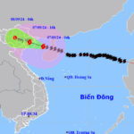 Dự báo đường đi và khu vực ảnh hưởng của bão Yagi. Ảnh: NCHMF