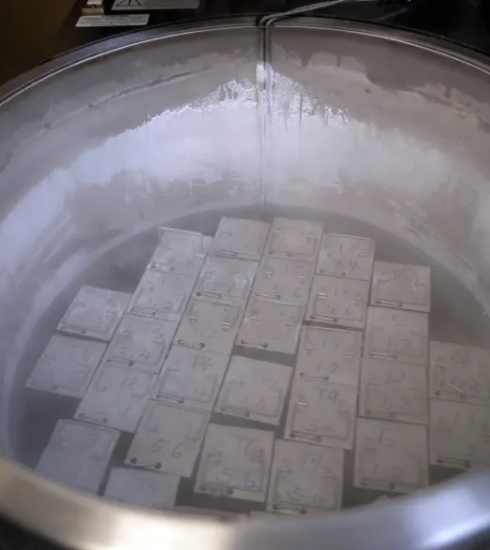 Phôi và tinh trùng đông lạnh được bảo quản trong bình nitơ lỏng tại một phòng khám hỗ trợ sinh sản ở Fort Myers, Florida, vào tháng 10/2018. Ảnh: AP