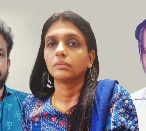 Từ trái qua: Animon, Saritha, Pappachan. Ảnh: Manorama