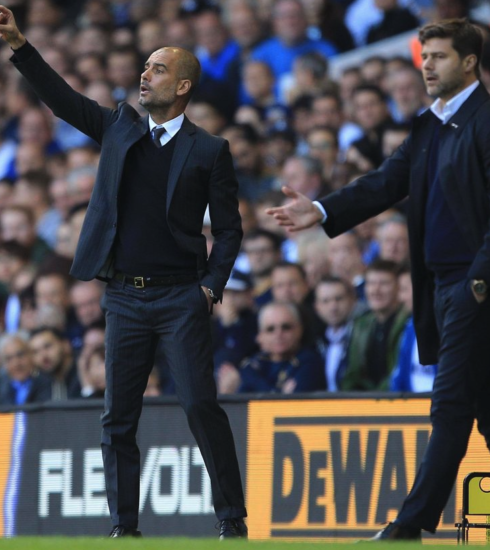 Guardiola và Pochettino so tài trong một trận đấu giữa Man City và Tottenham ở Ngoại hạng Anh vào năm 2016. Ảnh: Shutterstoc