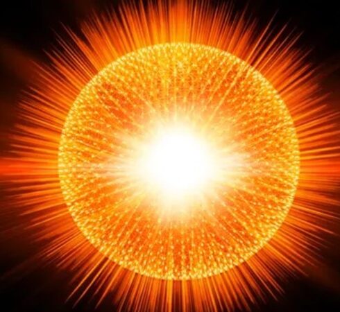 Mô phỏng hạt nhân nguyên tử phóng xạ. Ảnh: Space