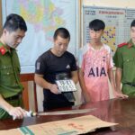 Nhóm Nguyễn Ngọc Quang tại cơ quan điều tra. Ảnh: Công an Phú Thọ