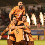 Cầu thủ HAGL mừng chiến thắng 1-0 trước Công an Hà Nội tại vỏng bảy V-League 2024-2025, chiều 9/11. Ảnh: Thu Vân