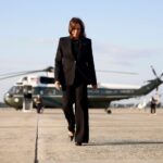 Phó tổng thống Kamala Harris tại căn cứ quân sự Andrews, bang Maryland, hôm 7/10. Ảnh: AFP