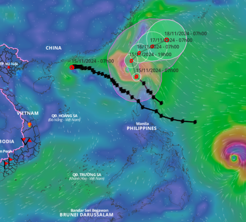 Bão Usagi hôm nay sẽ trở thành cơn bão thứ 9 trên Biển Đông. Ảnh: Hệ thống giám sát thiên tai