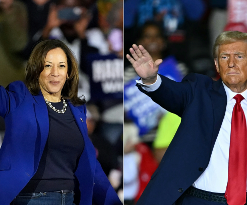 Phó tổng thống Mỹ Kamala Harris (trái) và cựu tổng thống Donald Trump. Ảnh: AFP