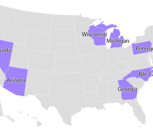 7 bang chiến trường trong bầu cử Mỹ năm 2024. Đồ họa: Axios