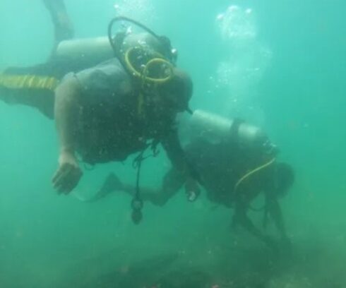 Thợ lặn thám hiểm khu vực tàu đắm. Ảnh: Filipe Castro
