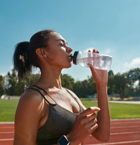 Các runner nên uống từng ngụm nhỏ, thay vì uống quá nhiều trong một lần, khi chạy bộ. Ảnh: SELF