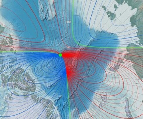 Cực từ bắc hướng về phía Nga ở nhiều tốc độ khác nhau. Ảnh: The Barrents Observer