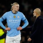 HLV Pep Guardiola và Erling Haaland thất vọng sau trận Man City thua Man Utd 1-2 trên sân Etihad, Manchester, Anh ngày 15/12. Ảnh: Reuters